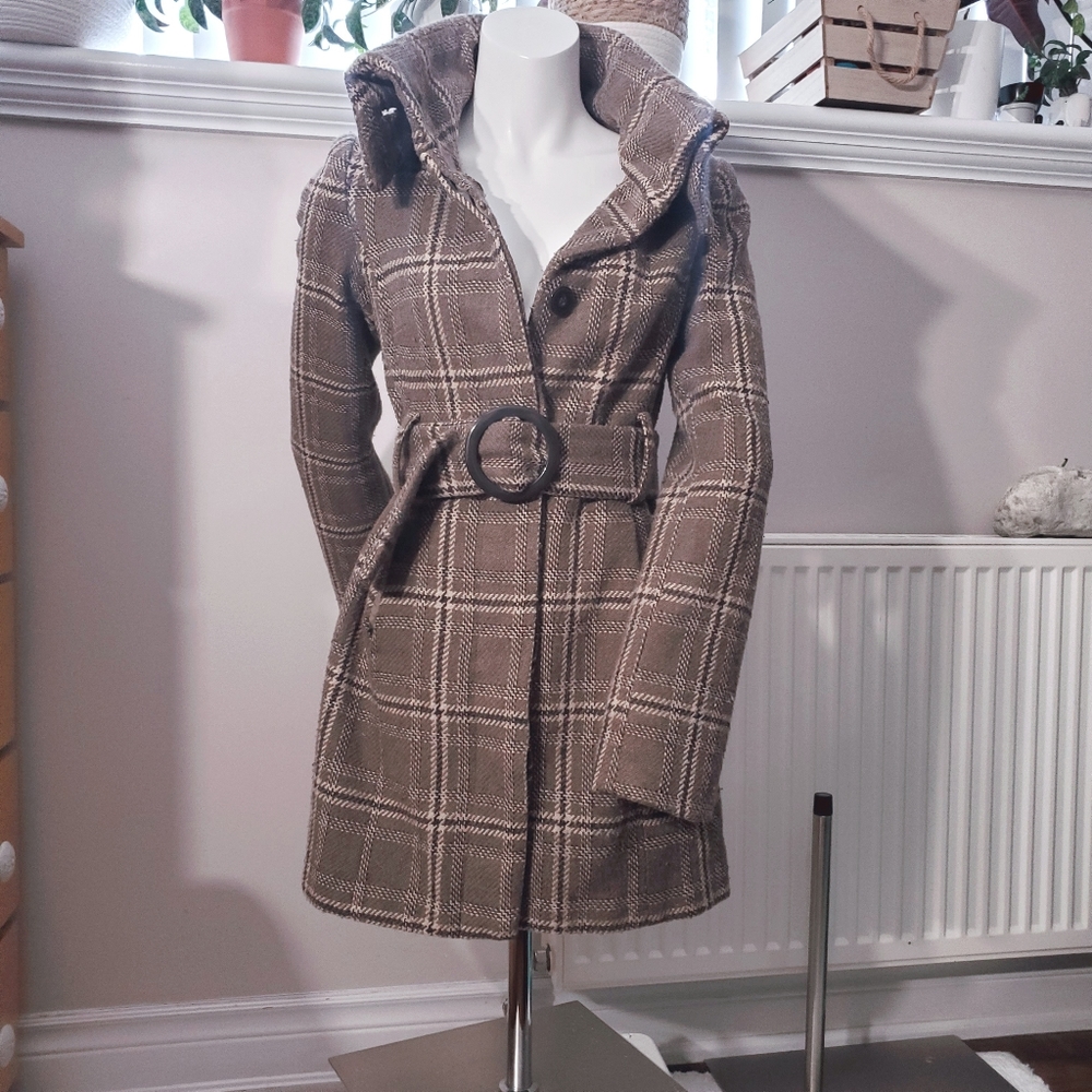 SOLD- COSTA BLANCA-Canada- Plaid Peacoat- Size 4 (Wool Blend)